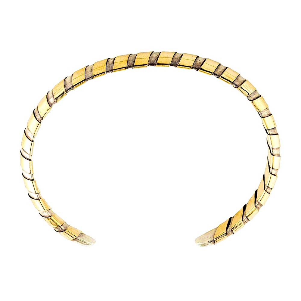 CARTIER VINTAGE & VERY RARE TUBOGAS 18K YELLOW GOLD & Sterling Cuff.  30 Grams - Picture 2 of 12